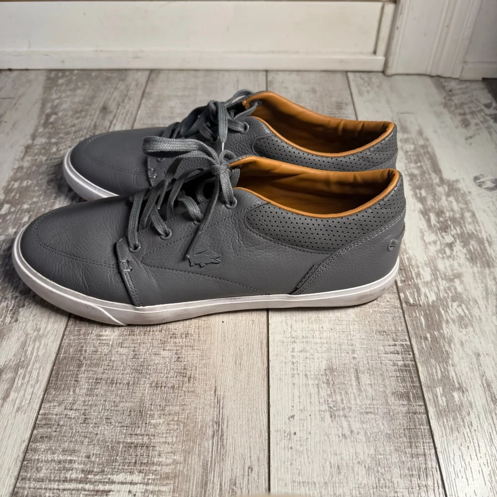 Lacoste Bayliss Vulc G416 Men’s Sneakers Grey Pebbled Leather Size 9 Casual Shoe